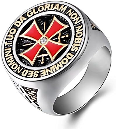 Kebaner Vintage Cross Square Signet Ring Knight Templar Band Stainless Steel Heavy Metal Gothic Biker 11