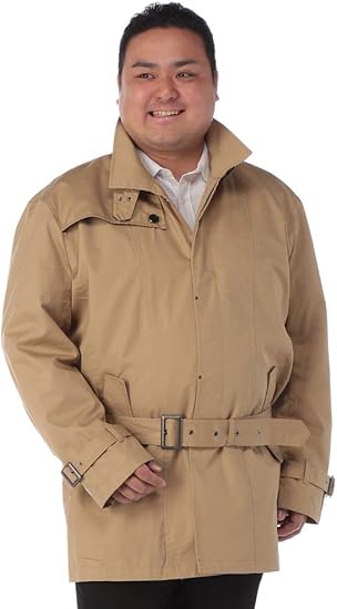 Amazon サカゼン Louis Chavlon 大きいサイズ メンズ ツイル スタンドカラー シングル ショート トレンチコート ベージュ 5l コート ジャケット 通販