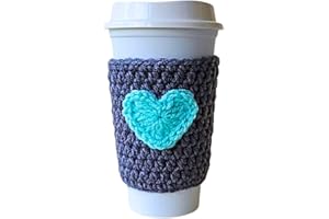 NANDY'S NOOK Cup Cozy Sleeve | Reusable Coffee and Tea Cup Cover | Grey with Mint Heart