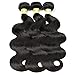 Mureen Brazilian Hair 3 Bundles with Closure Body Wave 4×4 Virgin Hair Lace Closure with Bundles Unprocessed Human Hair Extensions Weave Weft With Closure Natural Color (14 16 18 +12, Free Part)