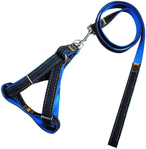 Hip Pet Dog Leash Harness Adjustable and Heavy Duty Denim Dog Leash Collar for Training Walking Running Harness for Large/Medium/Small Dog L