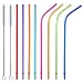 ALINK Reusable Straws, 10.5" Long Rainbow Colored Plastic Replacement Straws for 30oz 20oz YETI/RTIC Tumblers, Tervis, Ozark Trail, Starbucks, Mason Jar, Set of 8 with Cleaning Brush primary