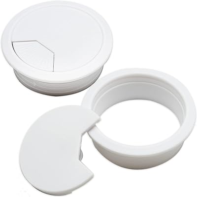 LAMXD 2 Pcs Desk Grommet Cable Organizer PC Computer Wire Hole Cover 60mm White