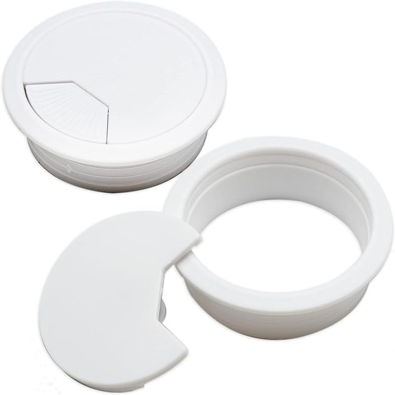 LAMXD 2 Pcs Desk Grommet Cable Organizer PC Computer Wire Hole Cover 60mm White
