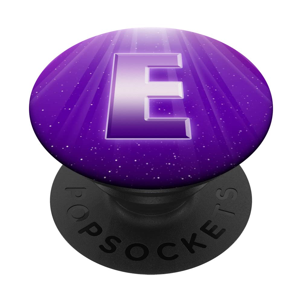 Monogram Initial Letter E Pop Socket Purple Letter E PopSockets Swappable PopGrip