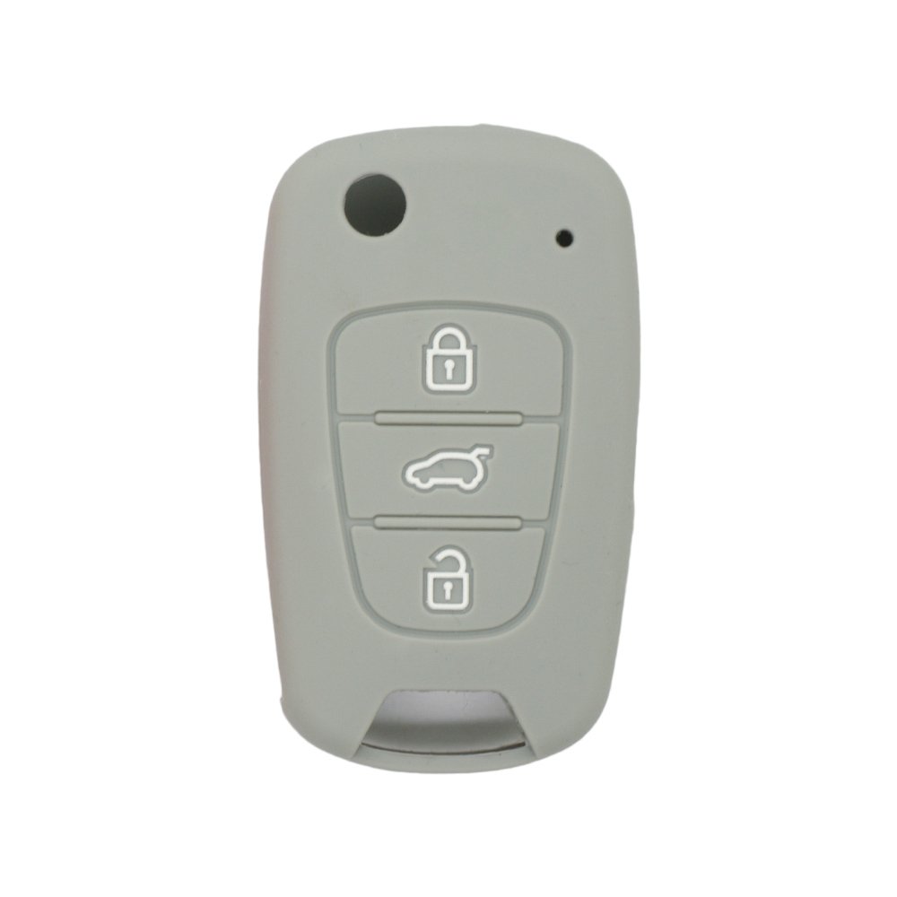 BROVACS Silicone Cover Protector Case Holder Skin Jacket Compatible with HYUNDAI KIA 3 Button Flip Remote Key Fob CV2152 Grey