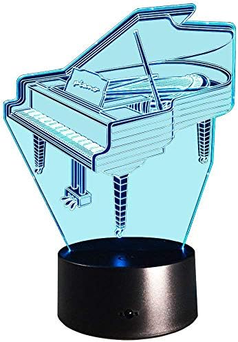 Creative 3D Piano Night Light Lamp 7/16 Color Change LED Lamp USB Powered Remote Control Decor Table Gift Kids Toys Decorations Christmas Valentines Gift Birthday Gift