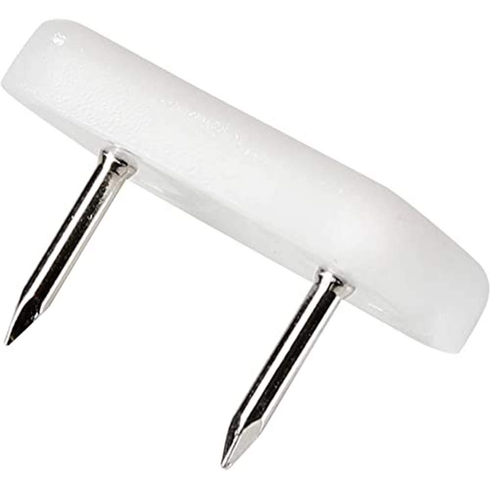 Adsamm® / 32 x Glides in plastic with nail | 0,71'' x 1,18'' (18x30 mm) | white | angular | Premium quality furniture sliders with nail by Adsamm®