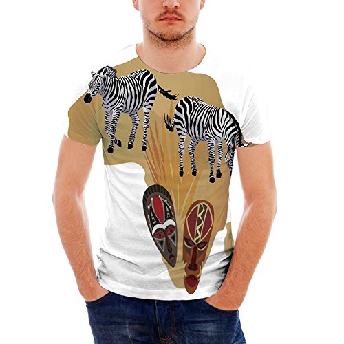 T-Shirt for Men,Ethnic Icons and Traditional Ceremonial African,3D Print - Thumbnail 2