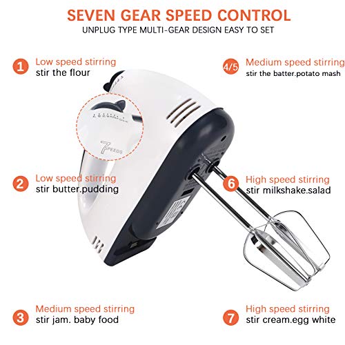 [Upgrade]Hand Held Mixer Electric Kitchen Whisk Portable Hand Mixer 7