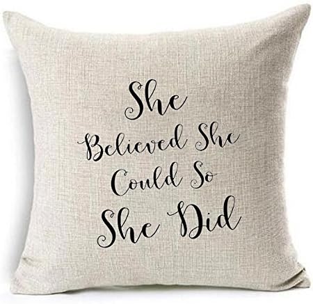 She Believed She Could So She Did Cotton Linen Throw pillow cover Cushion Case Holiday Decorative 18"X18" inch (1)