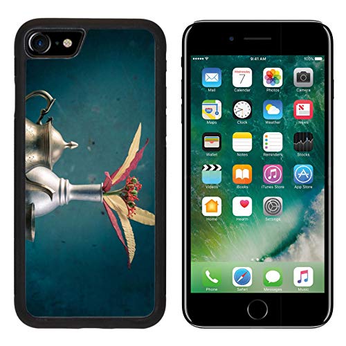 Luxlady iPhone 7 Case and iPhone 8 Case TPU Silicone Bumper Shockproof Anti-Scratch Resistant Hard Tempered Glass Cover IMAGE ID: 24991436 brass tea set and silver vase with colorful flowers