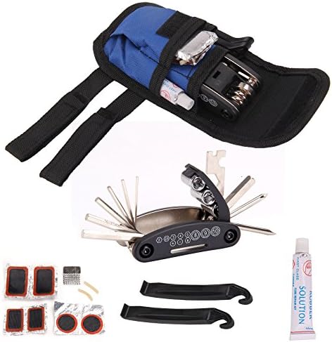 Chollima 16 in 1 Multi-Function Bicycle Tire Repair Tool Kits Cycling Mechanic Fix Tools Set Bag with Tire Pry Bars Rods