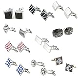 Leegoal Classic Fashion Modern Stripe Cufflinks(Red and white stripes)