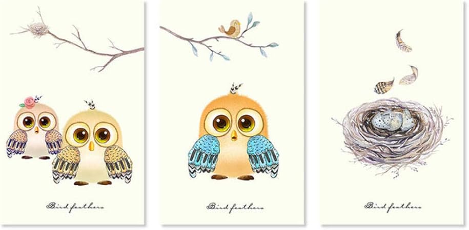 Cuadro de lienzo nórdico de animales de dibujos animados póster de búho