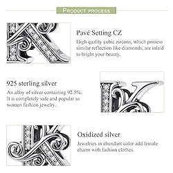 925 Sterling Silver Letter K Charms for Pandora