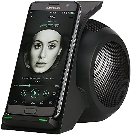 Fast Wireless Charger with Bluetooth Speaker, Home Stereo, 2 Coils Wireless Charging Stand for Samsung Galaxy Note 8/S8/S7 Edge/S7, iPhone X/8, LG HTC All Qi-Enabled Devices