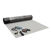 Groundhug by Scientific Americas - ESD Anti Static Mat - Soldering Mat with Anti Static Wrist Strap, Grounding Cable, &amp; Dual Bench Grounding - Heat Resistant, Dual Layer Rubber - 2' x 4', Gray