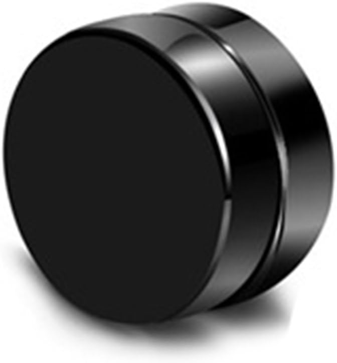Riskt 1 Pair Magnetic Stud Earrings for Women Men Metal Magnet Ear Decoration (Black, 12mm)