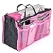 HOUSWEETY Women Travel Insert Handbag Purse Large Liner Organizer Tidy Bag Pink