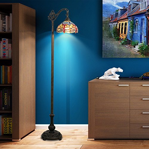 1908 Studios Dragonfly Tiffany Bridge Floor Lamp