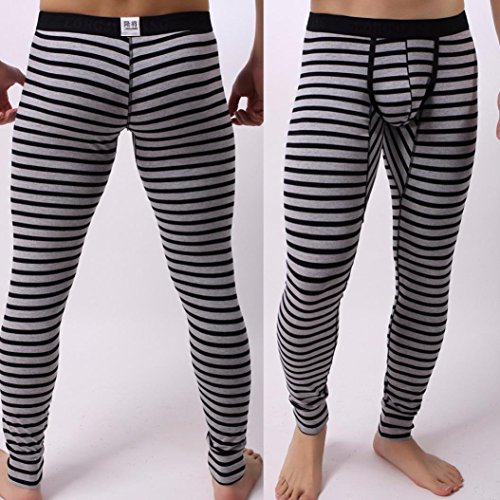 Big Promotion!Man Leggings,ZYooh Striped Breathe Patchwork Low Rise Leggings Long Johns Thermal Pant Underwear (Black, M)