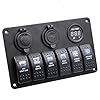 TurnRaise-Waterproof-6-Gang-DC-12V24V-Marine-Boat-Caravan-LED-Rocker-Switch-Panel-Breakers-with-Cigarette-Socket-USB-Power-Charger-Digital-Voltmeter