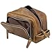 Polare Vintage Full Grain Leather Handmade Travel Toiletry Bag for Men - Dopp Kit - Shaving Kit with YKK Metal Zippers A-Brown
