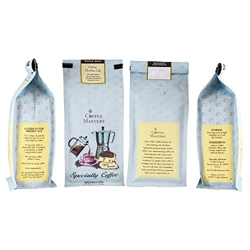 Coffee Masters Flavored Coffee, German Chocolate Cake, Whole Bean, 12-Ounce Bags (Pack of 4)