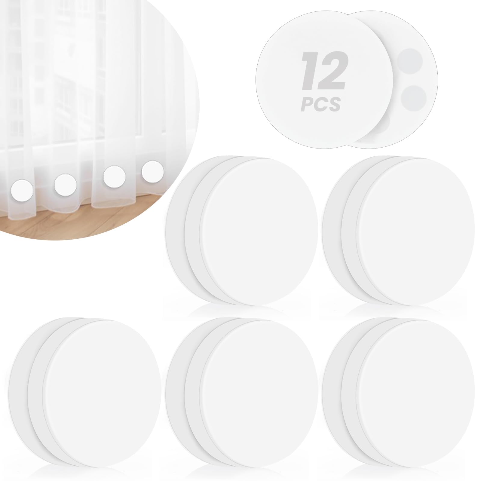 Photo 1 of 12 Pack Shower Curtain Weights, Rubber Covered Magnetic Curtain Weights, Shower Magnets for Curtain Liner Prevent from Blowing Around, Work for Drapery, Flag, Tablecloth (6 Pairs)