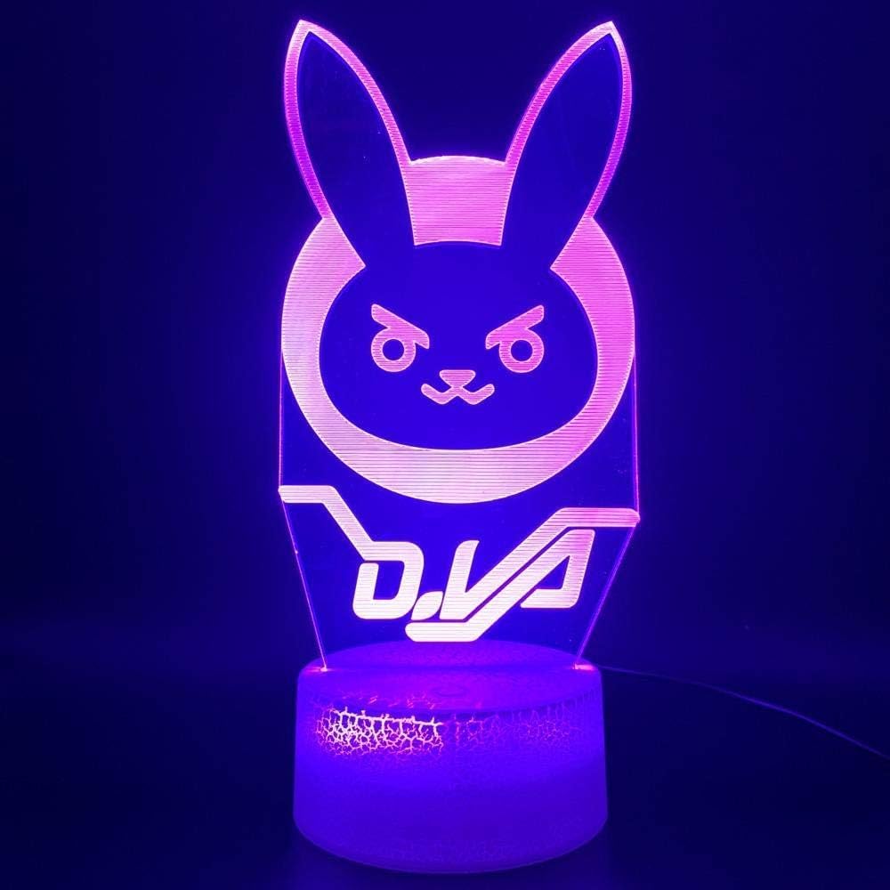 3D Night Light Novelty Light Game Overwatch D.Va Hana Song Office Home Decor Lamp Birthday Gift for Kid Child 3D Optical Led Night Light Lamp