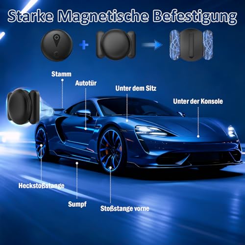 GPS Tracker Car (Compatible with iOS & Android) GPS Tracker Car without ABO, Magnetic Smart Tag Object Finder, Global Cover, Mini Tracker, Worldwide IP67 for Cars, Motorcycles, Bicycles