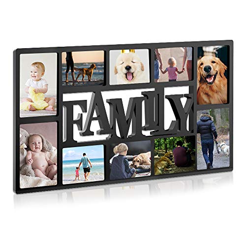 Neala Family Picture Frame, Photo Frame Plastic Display Picture Frame Large Black Plastic Photo Frame for Wall Hanging, Holds Four 5X7 and Six 4X6 Photos - Thumbnail 6