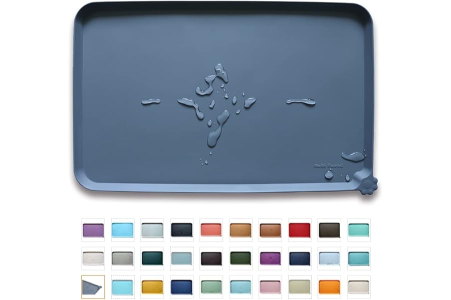 Hoki Found -Waterproof Pet Feeding Mats with High Lips - Multiple Size and Colors for Dogs, Cats & Others-G