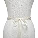 Remedios Crystal Embellished Satin Sash Style Bridal Wedding Belt for Party,ivory