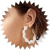 Iaceble Boho Acrylic Flower Hoop Earrings Large White Acrylic Earrings Floral Acrylic Earrings Tortoise Shell Hoop Earrings Statement Earrings Jewelry for Women