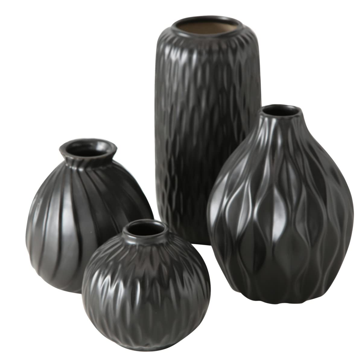 4 x Zalina vases, height 9-20 cm, material: porcelain, black
