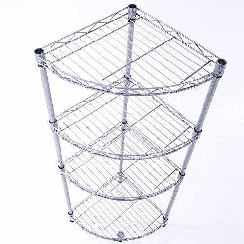 image for Byya XM-243S 4-Tier Bathroom Wire Corner Shelving Unit,Sturdy and Adju