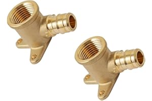 PEX-B Expansion Drop Ear Elbow, Female for NPT Brass Fitting for PEX A/B/C Tubing, Compatible with Crimp or Clamp Rings, 1/2"