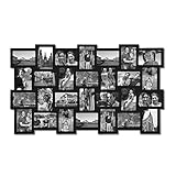 Adeco 28-Opening Black Wood Basket-Weave Design Wall Hanging Collage Photo Frame, 4 by 6
