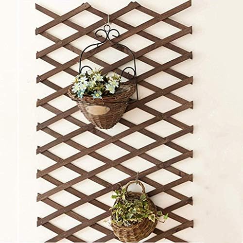 DEED Stretching Grid Wood Wall Mounted Flower Stand Hanging Wall with Hooks Indoor and Outdoor Balcony Decorative Shelf Living Room Plant Space Saving Flower Pot Holder