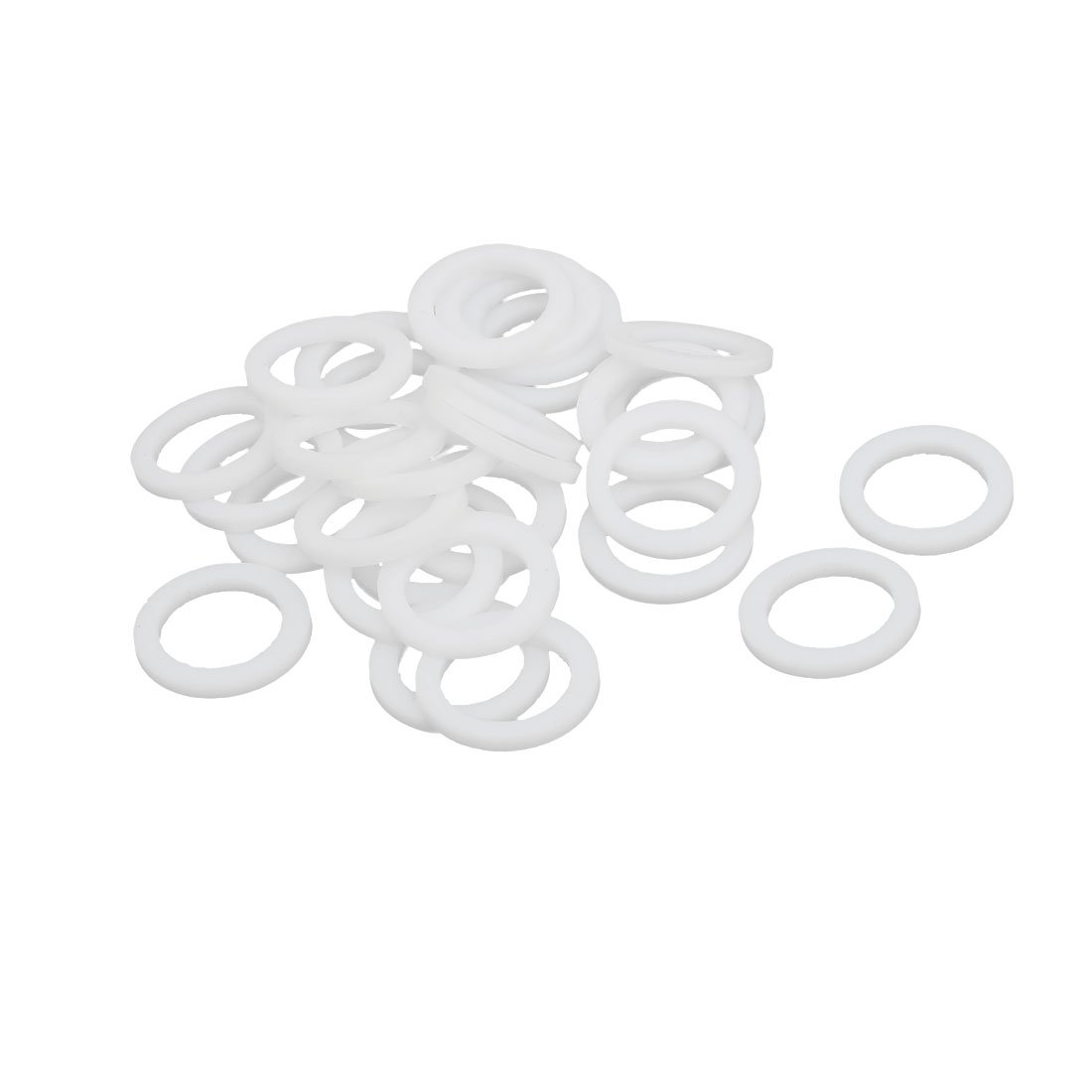 sourcingmap PTFE Flat Washers 20mm OD 14mm ID 2mm Thickness Sealing Gasket for Faucet Pipe Water Hose, White, Pack of 30