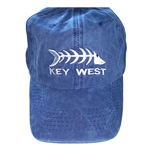 American Wholesales SupestoreKey West Baseball Cap, Fish Bone, Stone Washed Blue