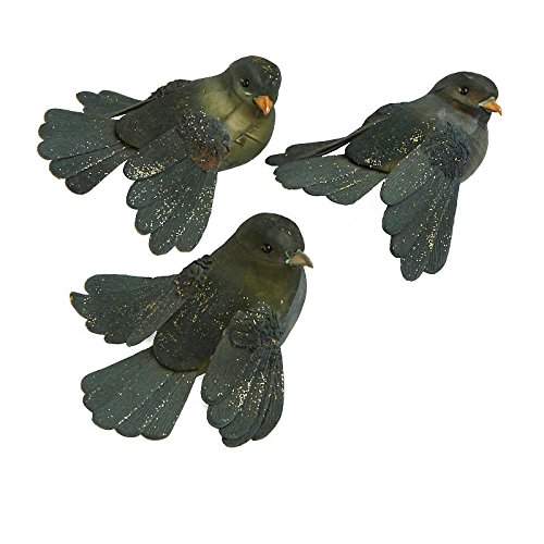 Green Woodland Mushroom Chickadee Birds | 12 Birds | for Indoor Decor