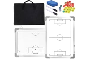 Nuburbur Magnetic Soccer Coaching Board, Double-Sided Dry Erase Tactics Board with Player Markers, Pen and Eraser, Portable Clipboard for Coaches, Coach Training Equipment Coach Gift (White Board)