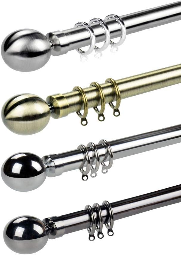 umlout New Sphere 120-210cms, Black Nickel, Extendible Metal Curtain Pole, And 2 Sizes