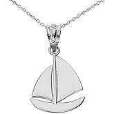 Sea Life Collection Fine Sterling Silver Nautical Sailboat Charm Pendant Necklace