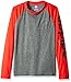 adidas Big Boys' Climalite Long Sleeve Tee, Dark Grey Heather/Light Scarlet, X-Large/18