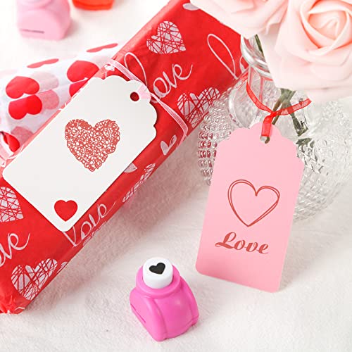 SallyFashion 200 PCS Color Gift Tags, Hanging Tags Labels with String, Heart Hole Punch for Gifts Arts and Crafts Valentines Wedding Birthday Holiday