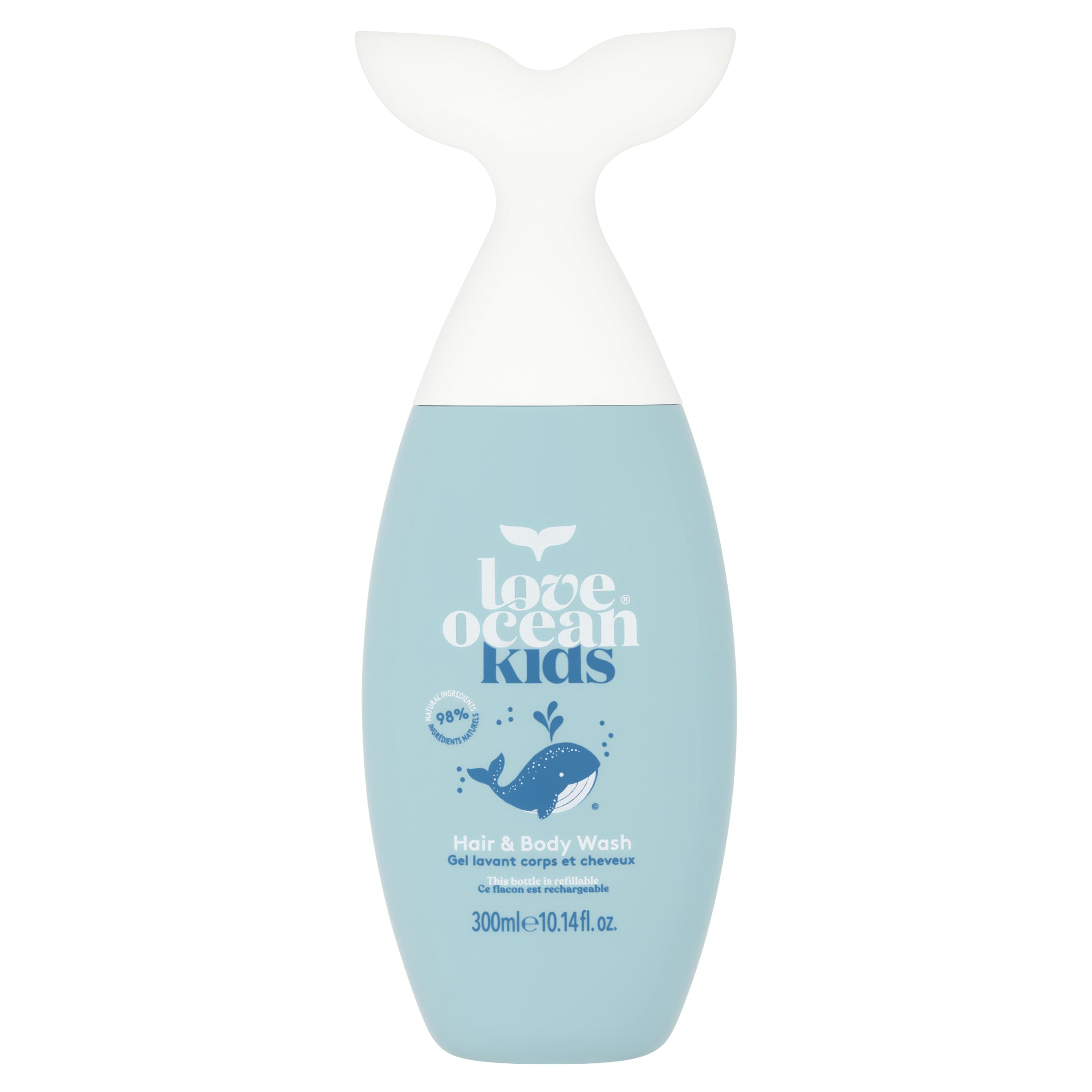 Love Ocean, Kids Hair & Body Wash, Natural, Mild, Gentle on Skin, Suitable for Dry and Sensitive Skin, Refillable, Suitable for 6 months and Older, 300ml